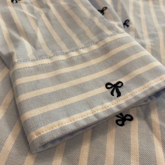 Vineyard Vines Women’s Blue White Striped Bows Button Down Shirt Large NEW - Picture 3 of 12